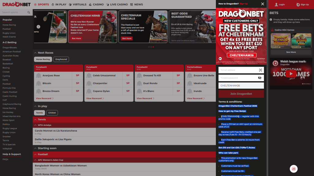 DragonBet Cheltenham Festival 2026 Offer