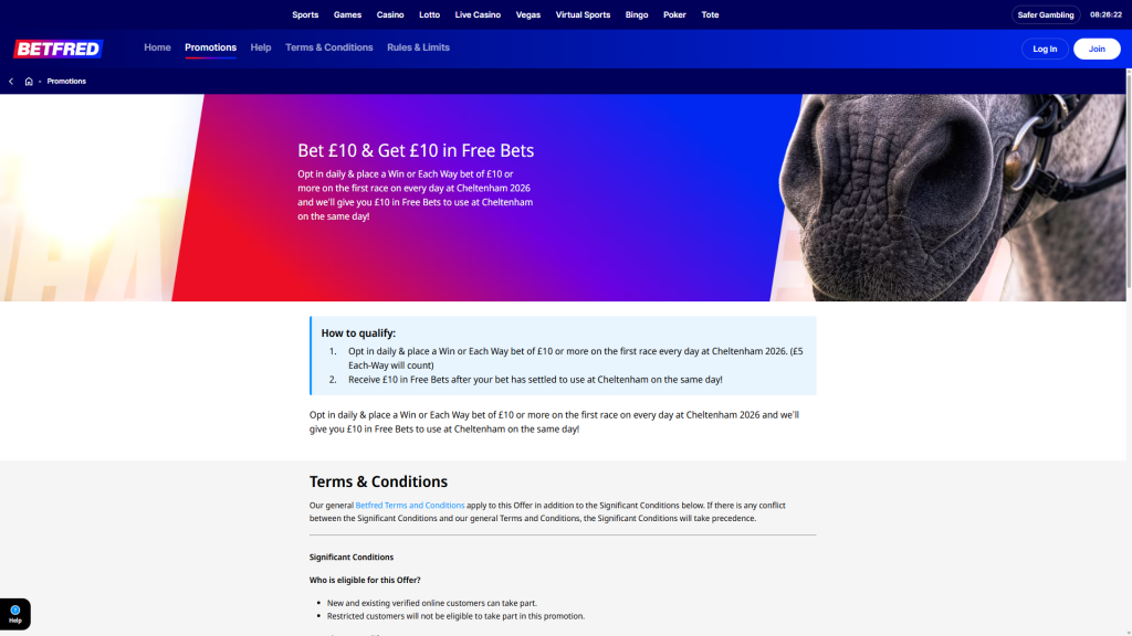 betfred cheltenham free bet every day offer