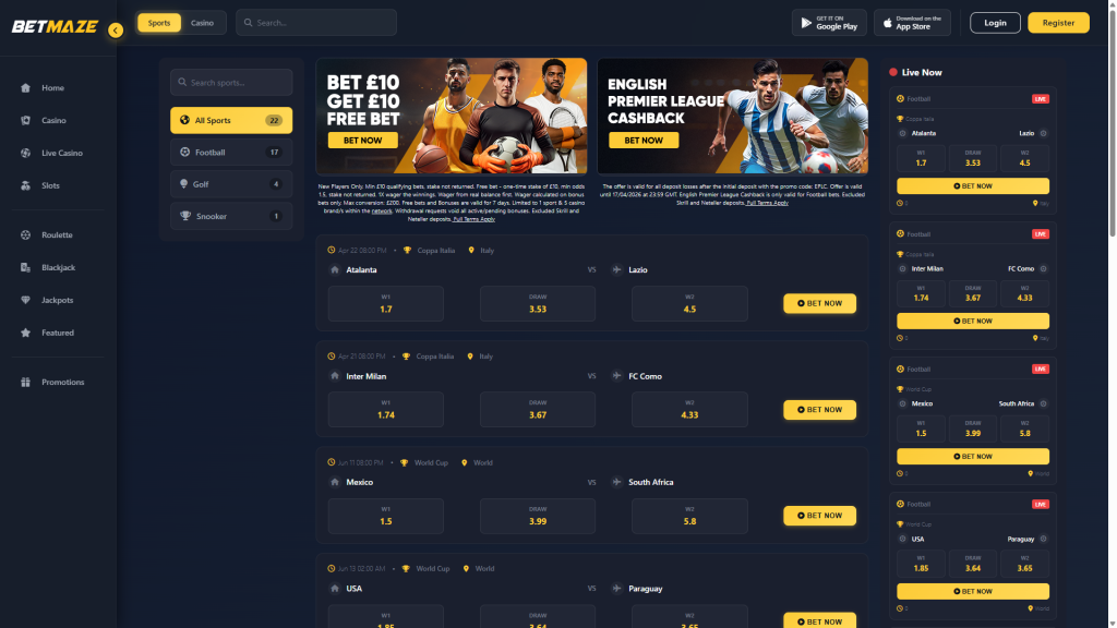 BetMaze Review UK screenshot