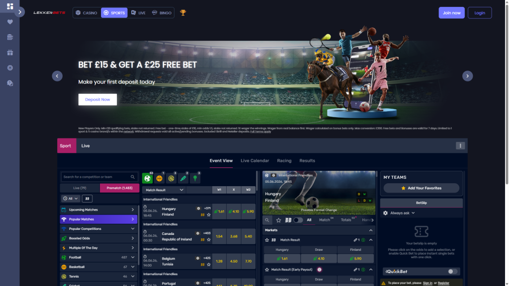 lekkerbets sportsbook screenshot