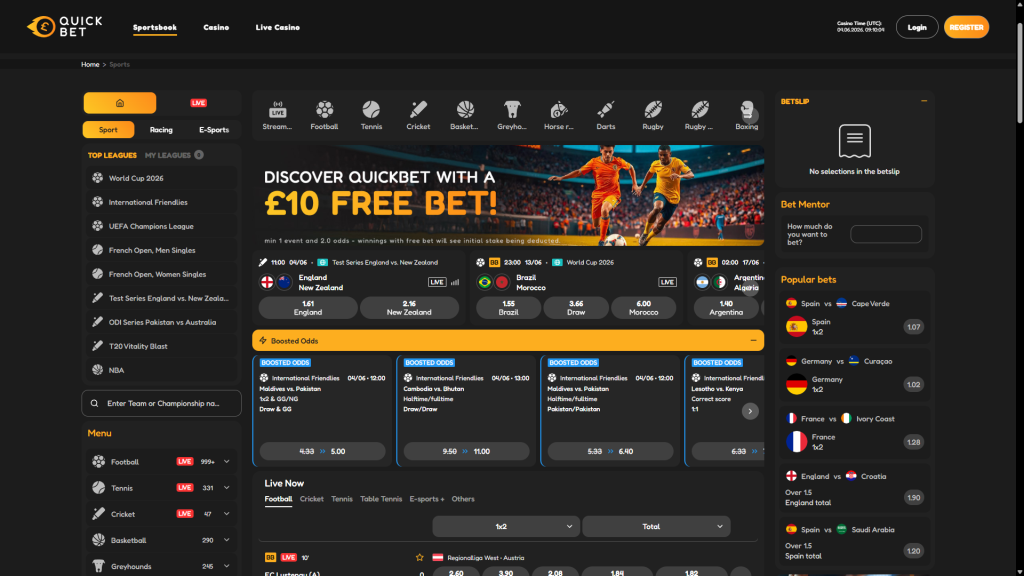 Quickbet sports screenshot