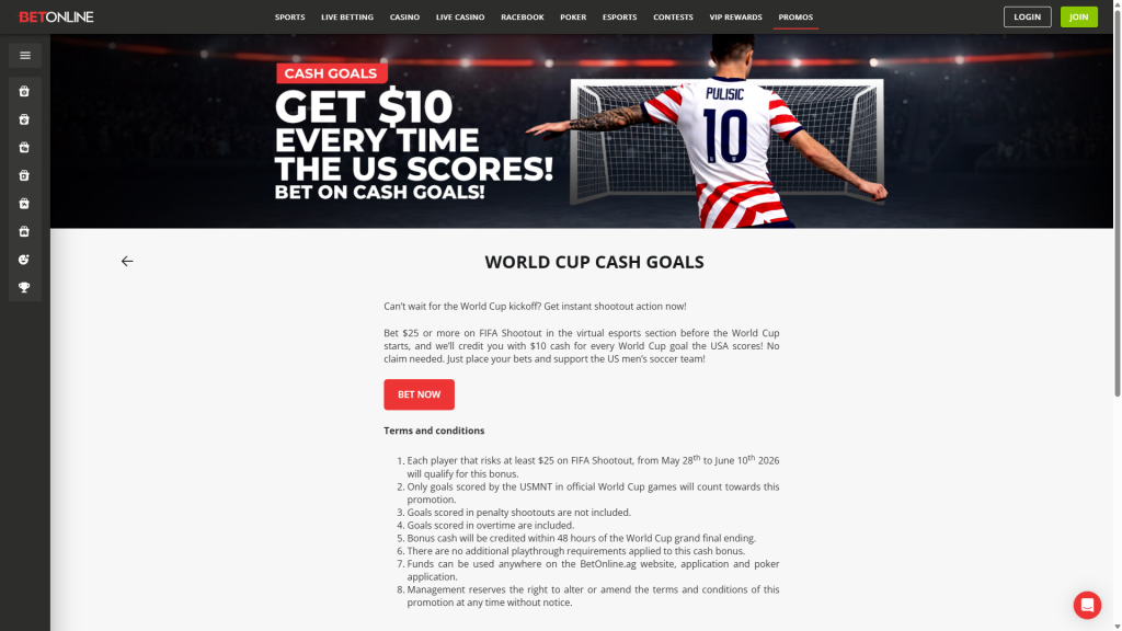 BetOnline World Cup Cash Goals