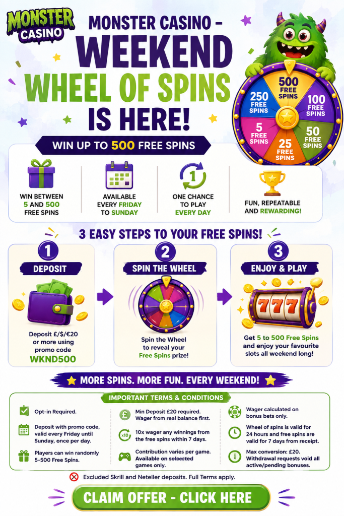 Monster Casino Weekend Wheel of Spins