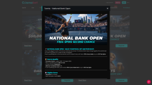 Cosmobet National Bank Open Promotion 2026 – Get Up to 300 Free Spins